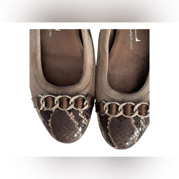 Agl Attilio Giusti Leombruni Cap Toe Chain Ballet Flats Snakeskin Size 6.5 - Picture 2 of 8